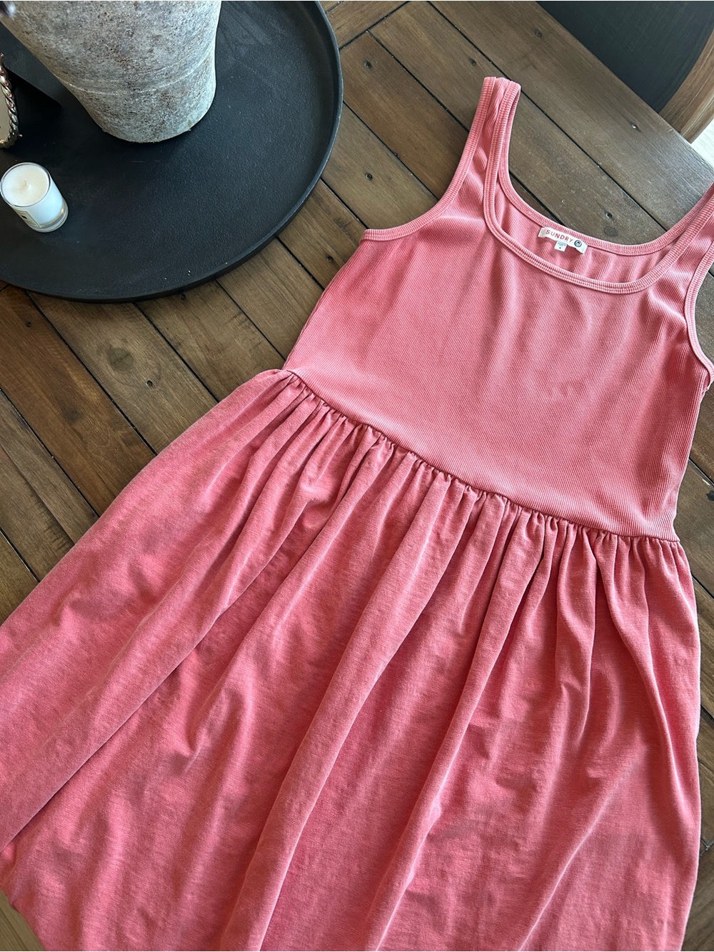 Sundry Anthropologie Mixed Media Cotton Faded Pink Tank Midi Dress XL